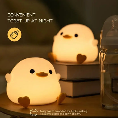 Creative and Cute Silicone Pat Light USB Charging Bean Duck Night Light Atmosphere Light Bedroom Bedside Ornament Rechargeable