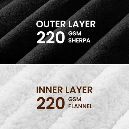 Wearable Electric Heated Blanket with Sleeves & Foot Pockets - 10-Level Adjustable Heating Flannel Robe for Adults (50X75, Black