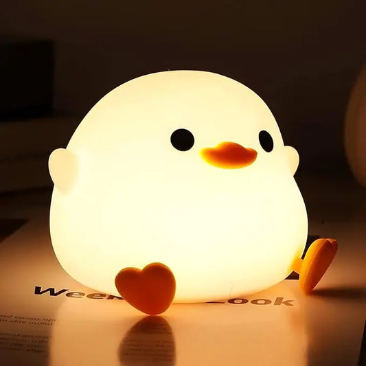 Creative and Cute Silicone Pat Light USB Charging Bean Duck Night Light Atmosphere Light Bedroom Bedside Ornament Rechargeable