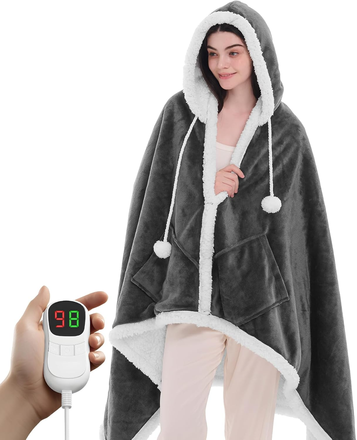Heated Electric Blanket Shawl: Heating Throw Heated Poncho - Wearable Blanket Ho