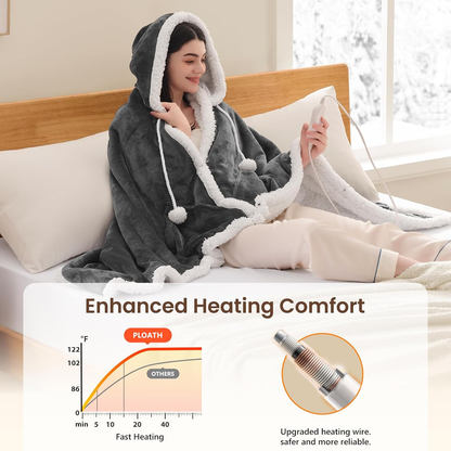 Heated Electric Blanket Shawl: Heating Throw Heated Poncho - Wearable Blanket Ho