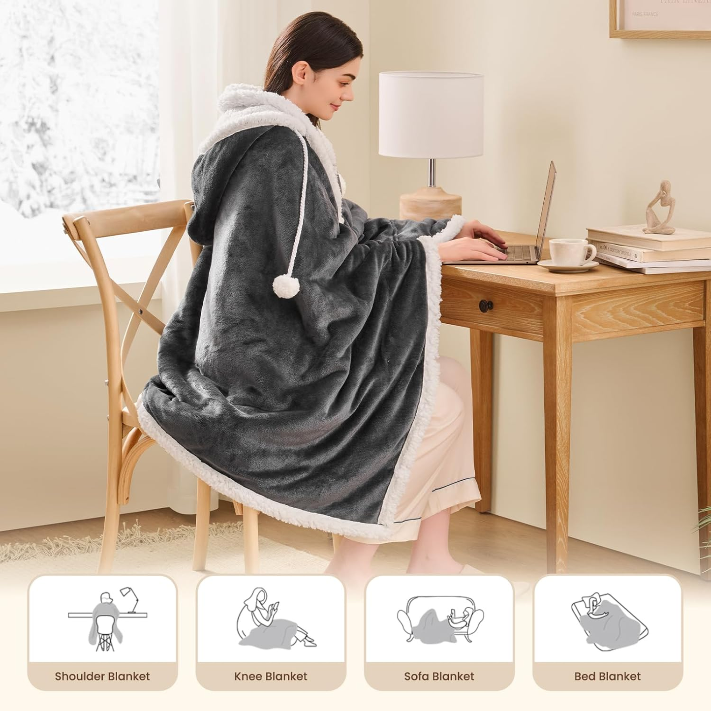 Heated Electric Blanket Shawl: Heating Throw Heated Poncho - Wearable Blanket Ho